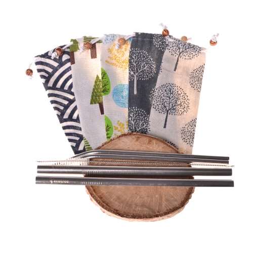 Ecotree Pajitas de acero inoxidable (4 ks) + bolsa